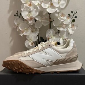 New Balance Beige and White Sneakers